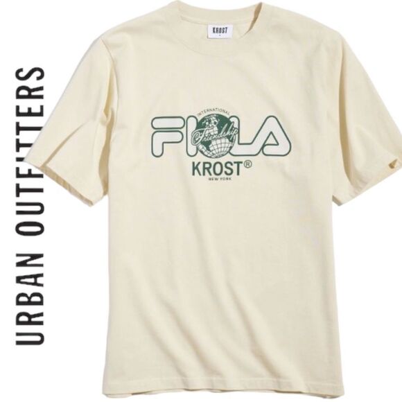 Urban Outfitters KROST X FILA UO Exclusive Oversized Tee Shirt T-Shirt NEW - Picture 1 of 7